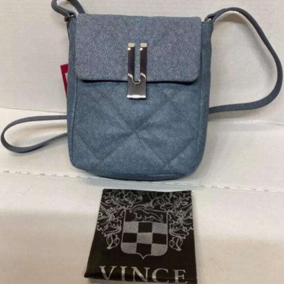 Vince Camuto Quilted Leather Crossbody -Doty Denim $157 NWT - Picture 3 of 10
